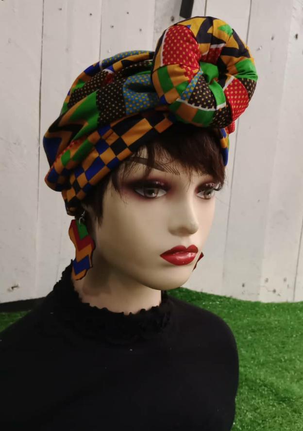 Turban Wax African Print Headwrap Brown Headwrap Brown -  Hong