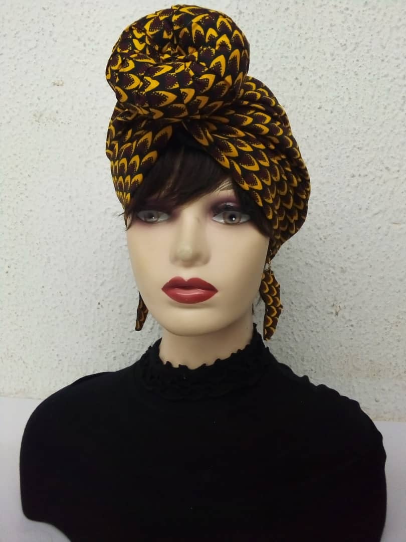 Donut Style Ankara Headwrap Cap