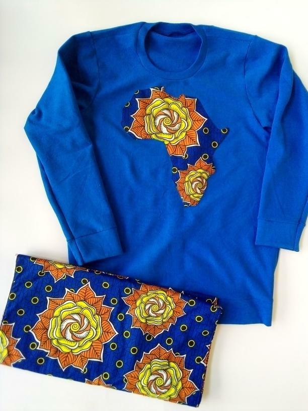 Africa shape sweatshirt with matching head-tie