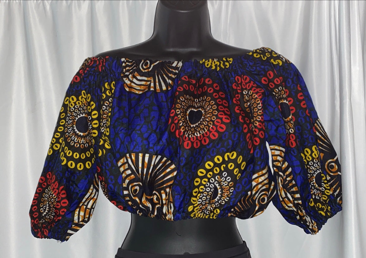 Stretchy crop top with puffy style sleeves