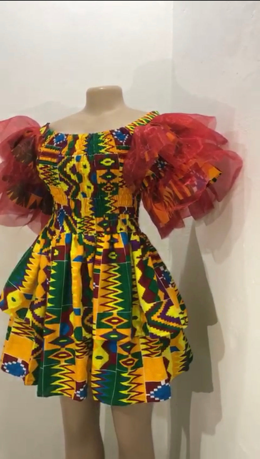 Kente Print Oganza Dress