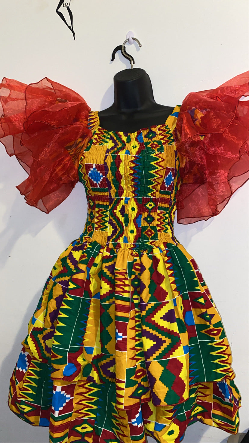 Kente Print Oganza Dress